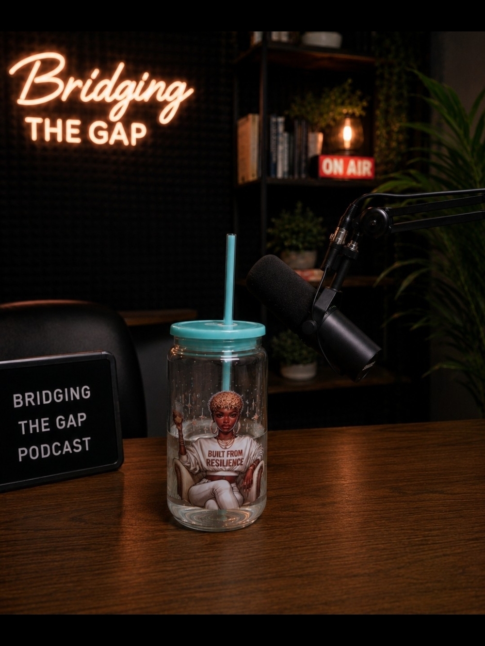 Resilience Graphic Mason Jar Tumbler with Teal Lid & Straw